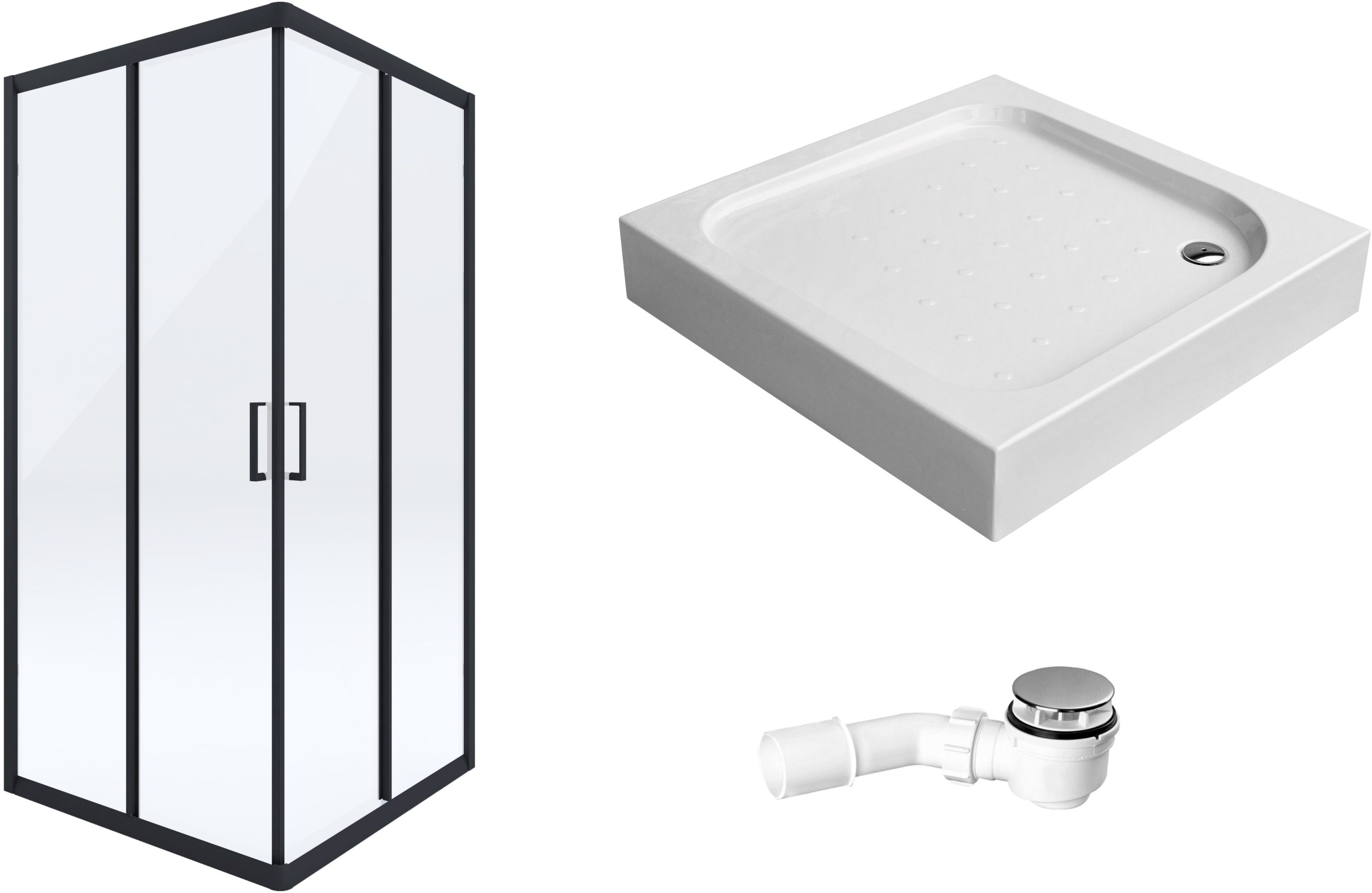 Set box doccia Deante Funkia KYC_N42K, piatto doccia quadrato Deante Corner KTC_042B, NHC_025C