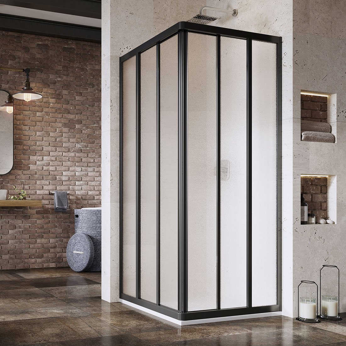 Ravak Supernova porta doccia 75 cm scorrevole nero opaca/vetro con motivo 15V303R2ZG