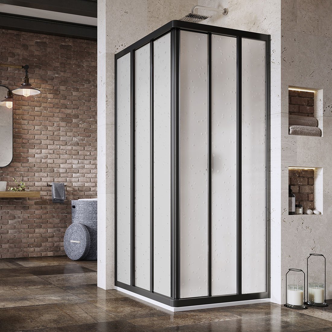 Ravak Supernova porta doccia 80 cm scorrevole nero opaca/polistirene 15V403R211