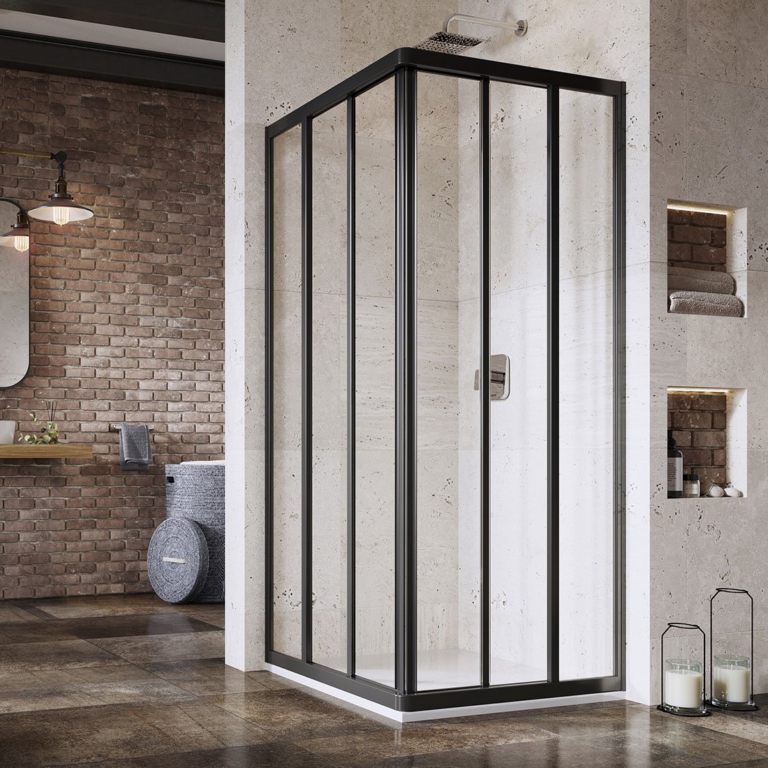 Ravak Supernova porta doccia 80 cm scorrevole nero opaca/vetro trasparente 15V403R2Z1