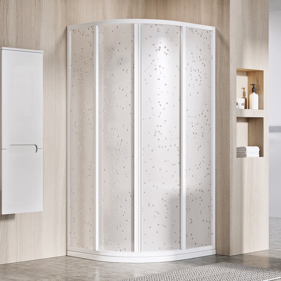 Ravak Supernova box doccia 80x80 cm semicircolare bianco lucida/polistirene 3114O10211
