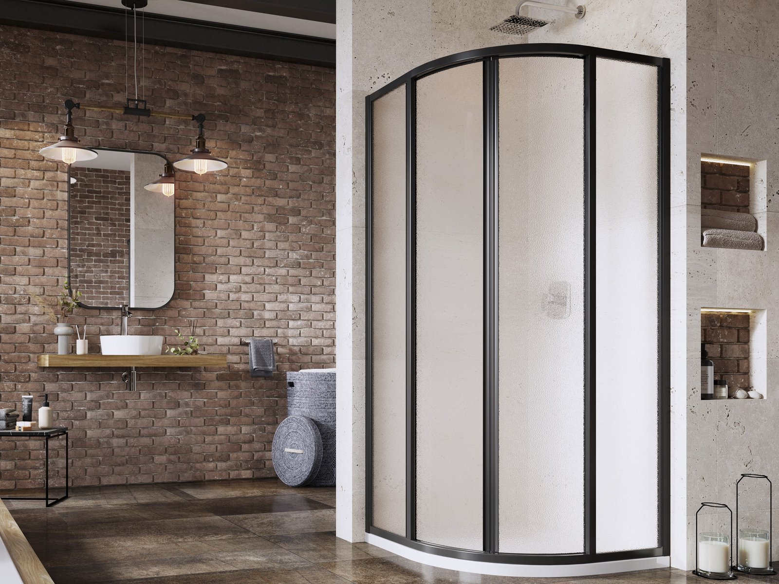 Ravak Supernova box doccia 80x80 cm semicircolare nero opaca/ 3114O302ZG