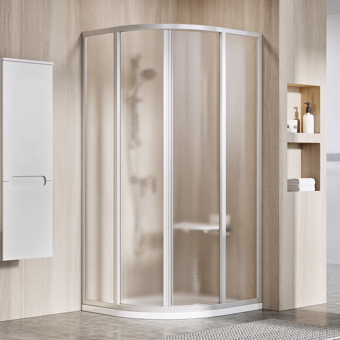 Ravak Supernova box doccia 80x80 cm semicircolare satinato opaca/vetro con motivo 3114OU02ZG