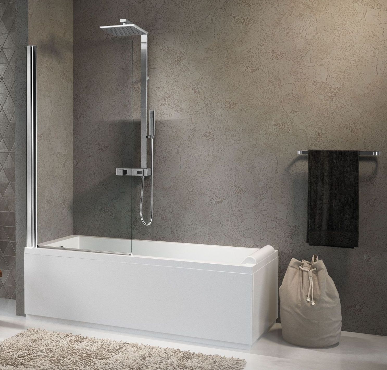 Novellini Aurora parete vasca 85 cm 1 anta cromo lucida/vetro trasparente AURORAN185-1K