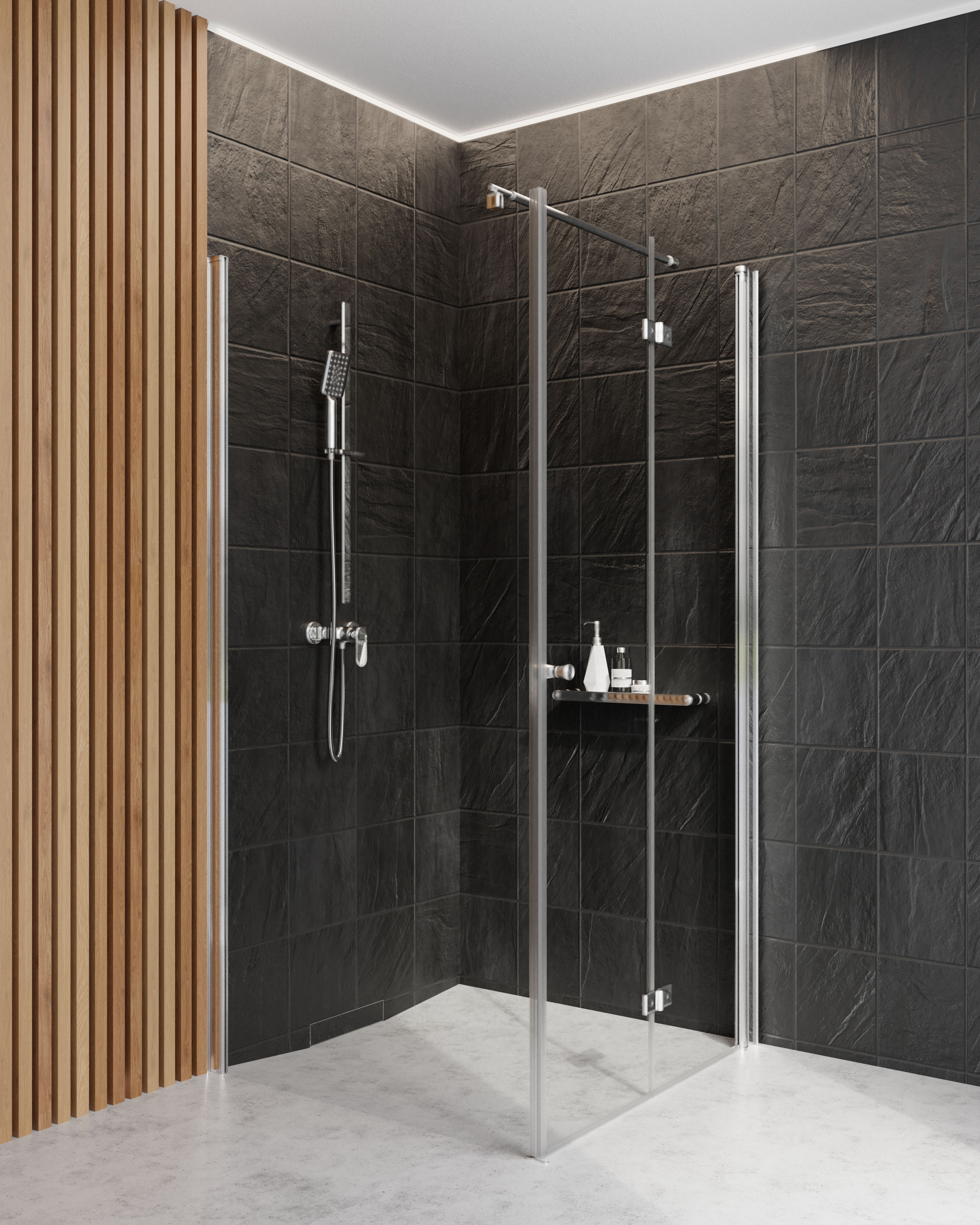 Set porta doccia Deante Kerria Plus KTSX041P, parete doccia walk-in Deante Kerria Plus KTS_030P