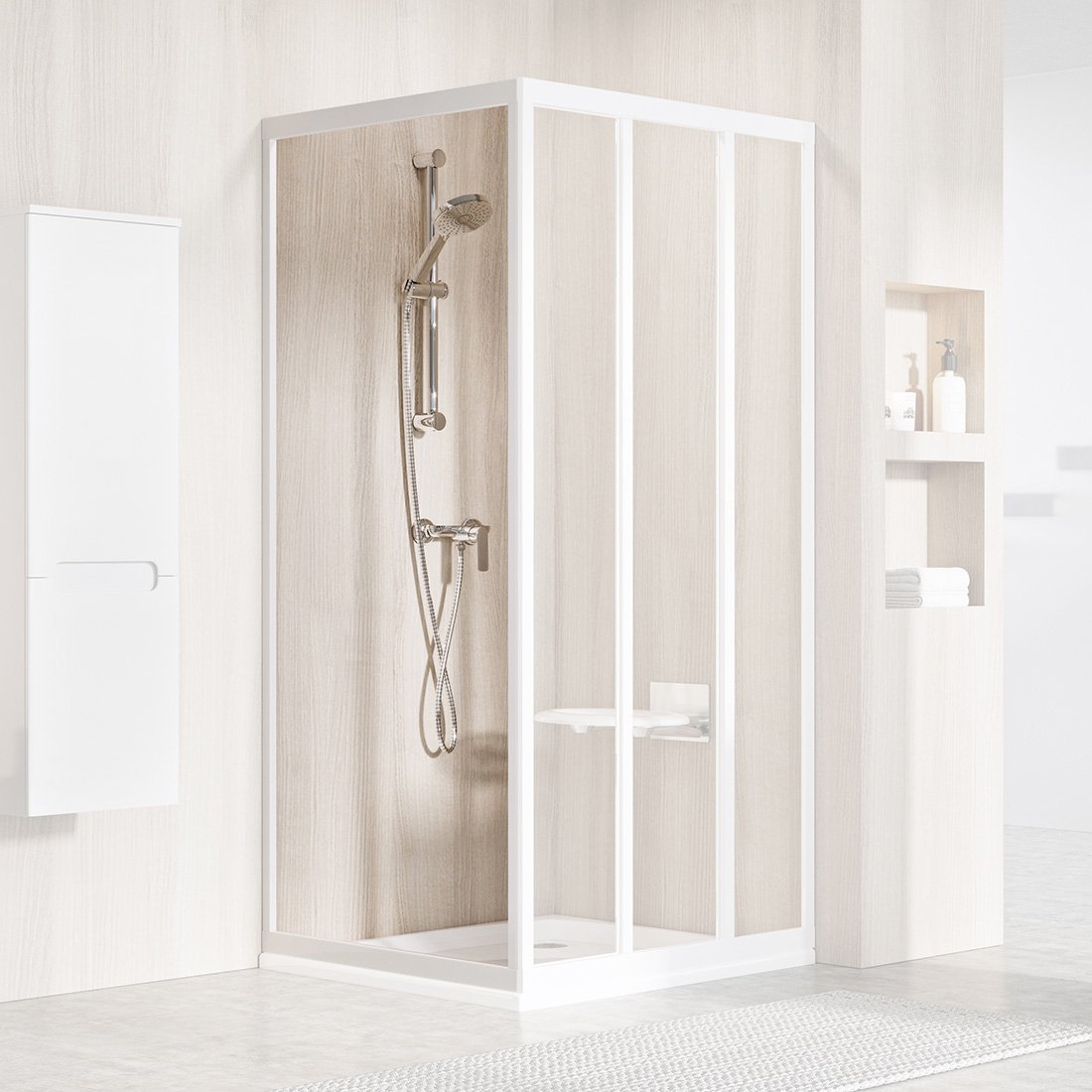 Ravak Supernova parete doccia 80 cm bianco lucida/vetro trasparente 940401R2Z1