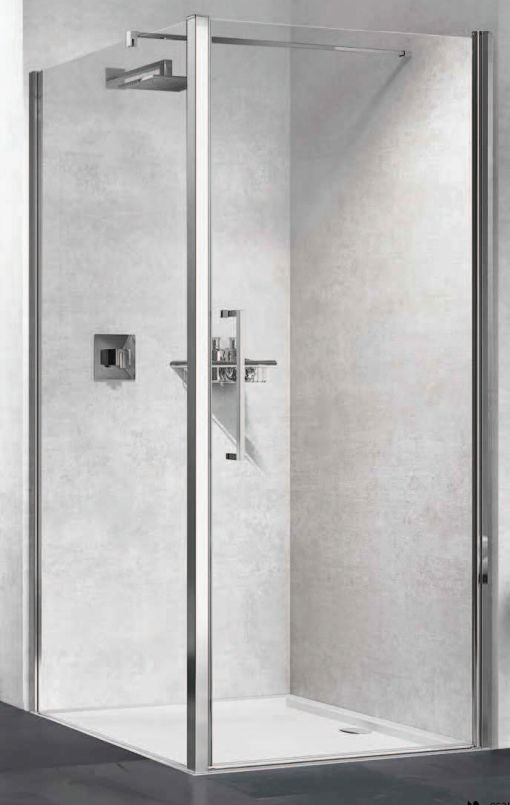 Novellini Young parete doccia 77 cm argento lucida/vetro trasparente Y2F1B77-1B