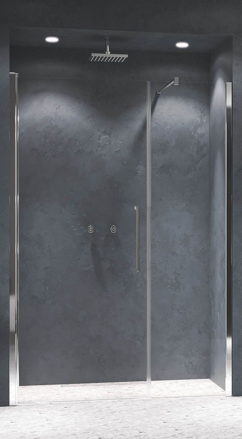 Novellini Young parete doccia 57 cm argento lucida/vetro trasparente Y2F1B57-1B