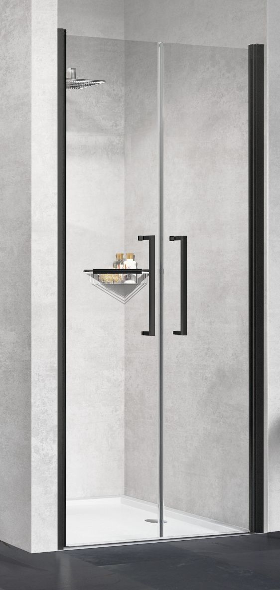 Novellini Young porta doccia 77 cm a battente nero opaca/vetro trasparente Y22B77-1H