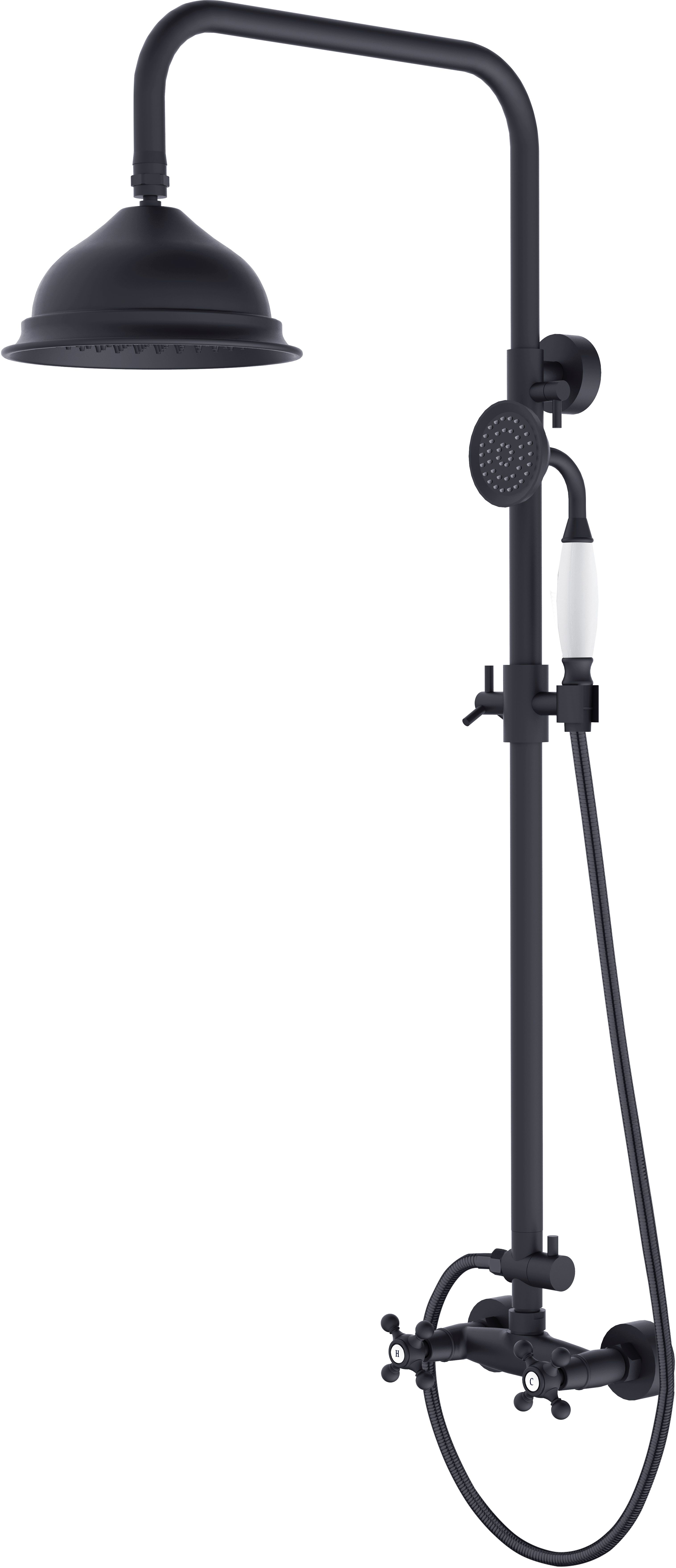 Besco Retro set doccia a parete con soffione nero BP-R-CZ