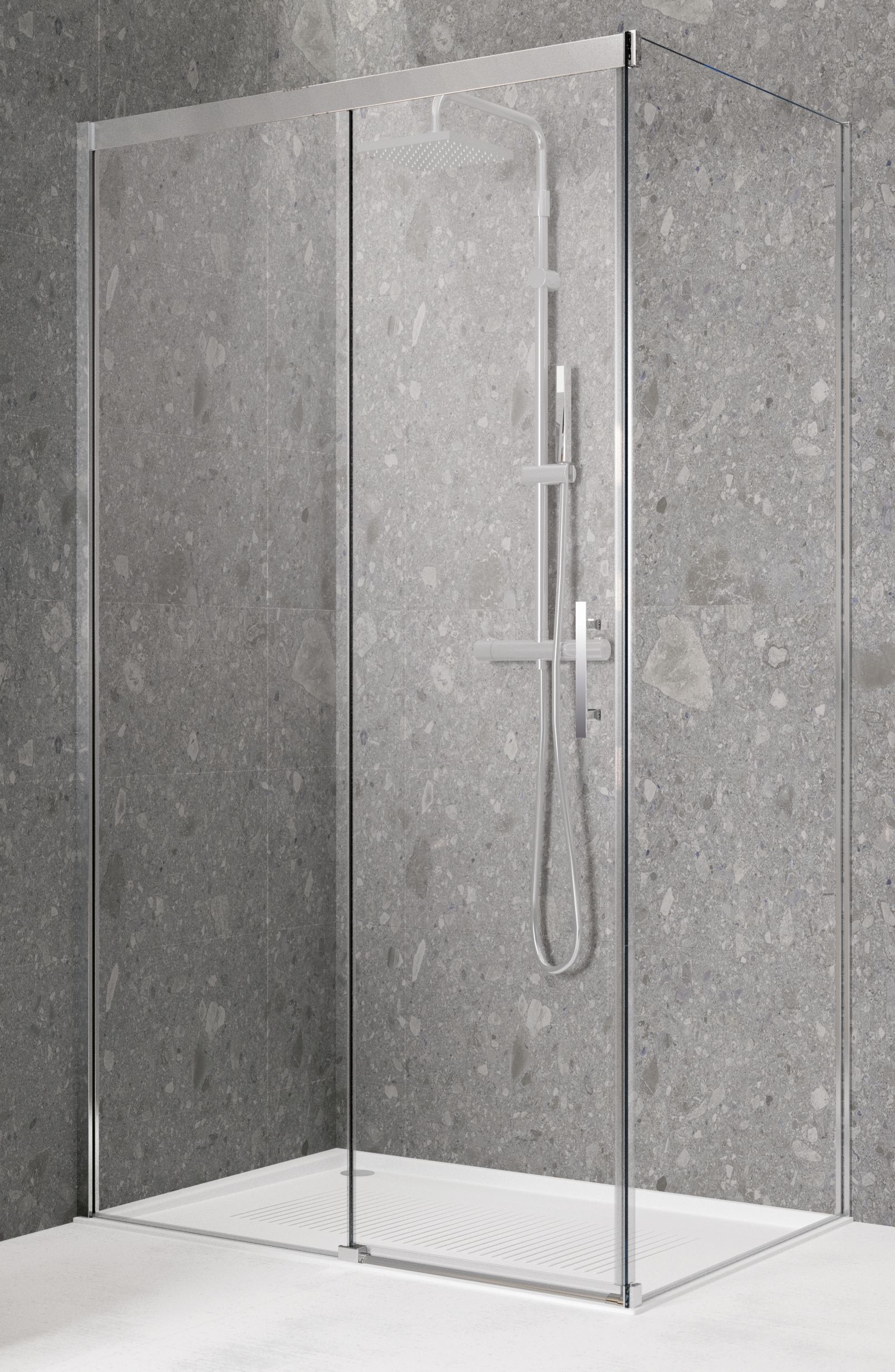 Novellini Kali parete doccia 88 cm argento lucida/vetro trasparente KALIFH88-1B