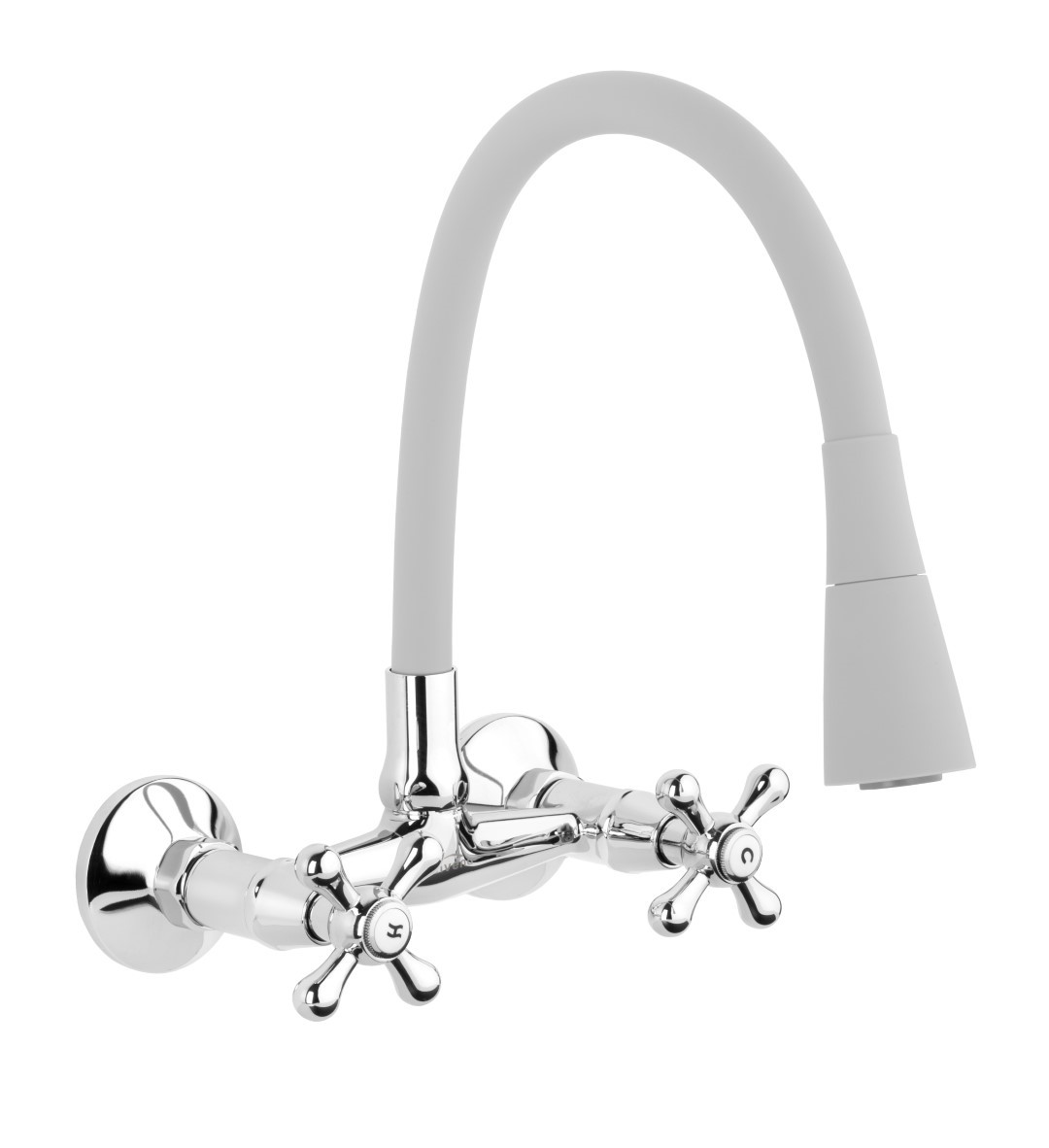 Invena Roma rubinetto da cucina a parete cromo-grafite/grigio BC-24-E5S