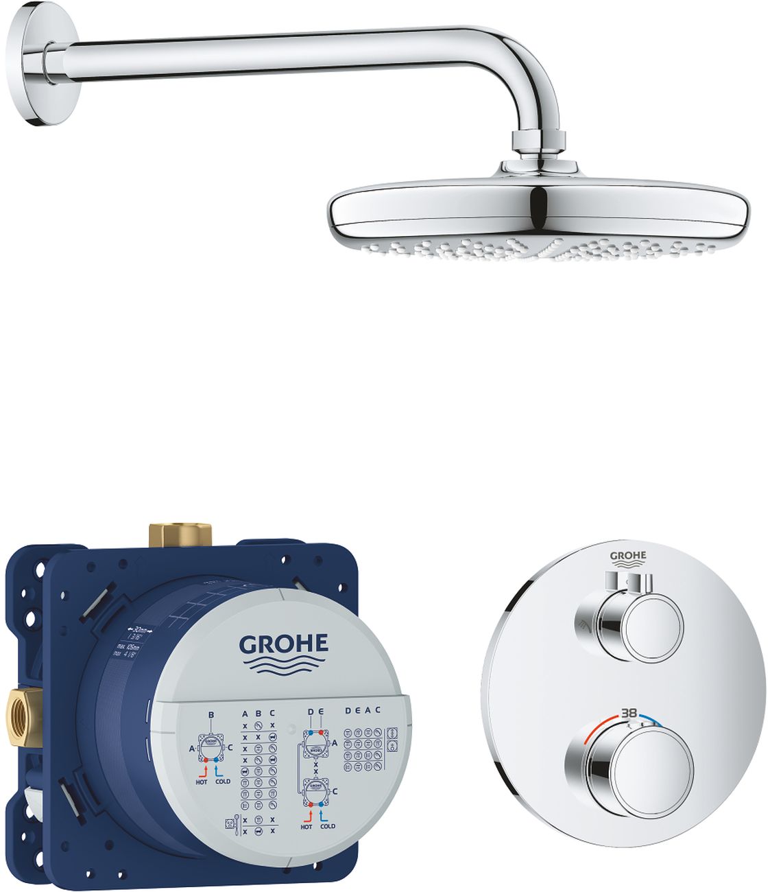 Grohe Grohtherm set doccia da incasso con termostato con soffione StarLight Chrome 34726000