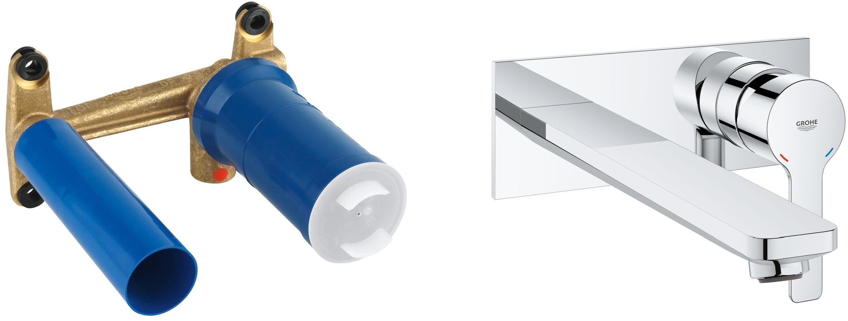 Set rubinetto per lavabo Grohe Lineare 23444001, corpo incasso Grohe Eurostyle 23571000