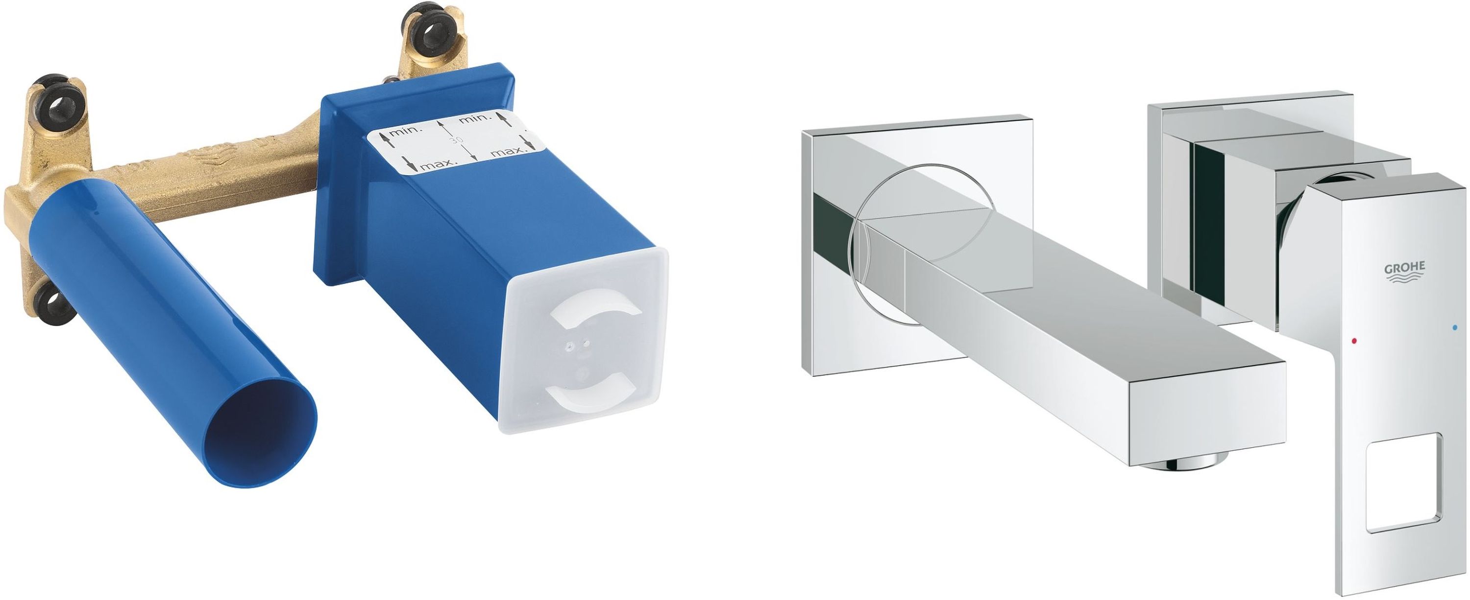 Set rubinetto per lavabo Grohe Eurocube 19895000, corpo incasso Grohe 23200002