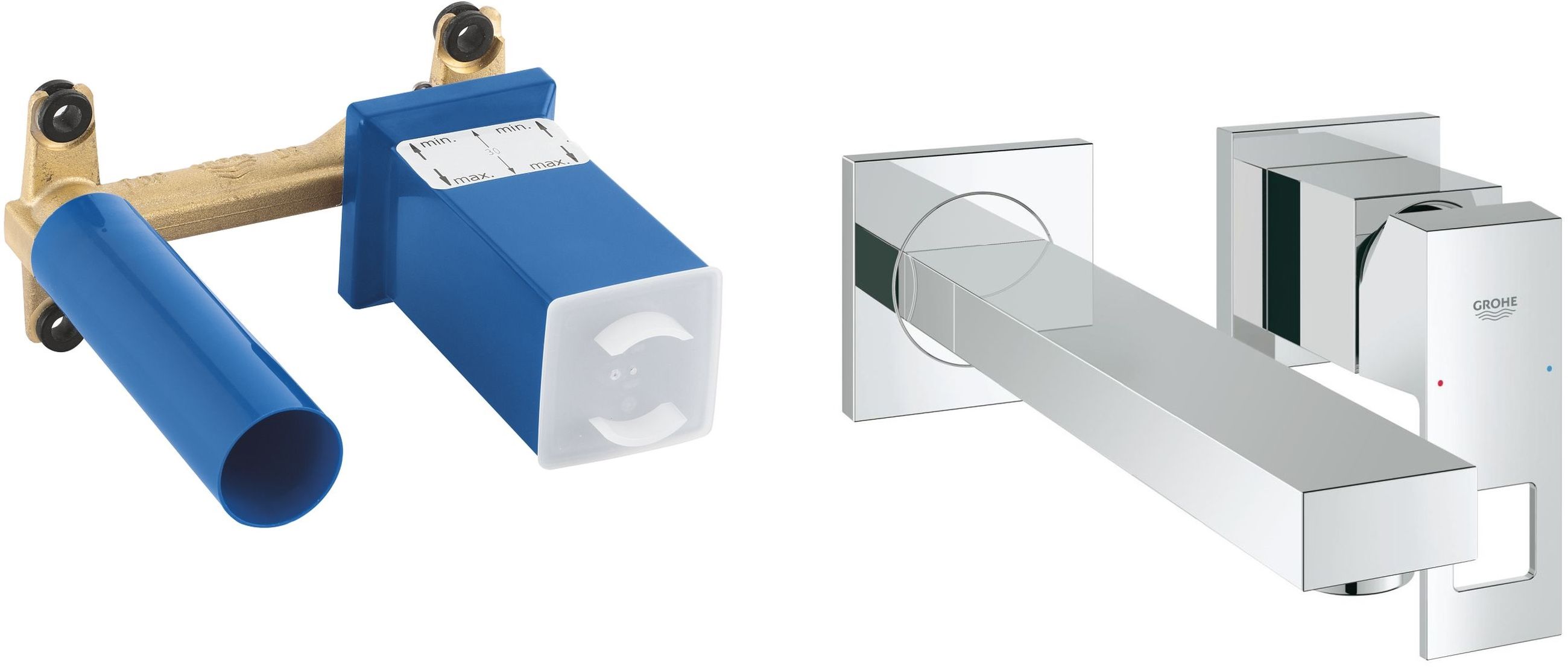 Set rubinetto per lavabo Grohe Eurocube 23447000, corpo incasso Grohe 23200002