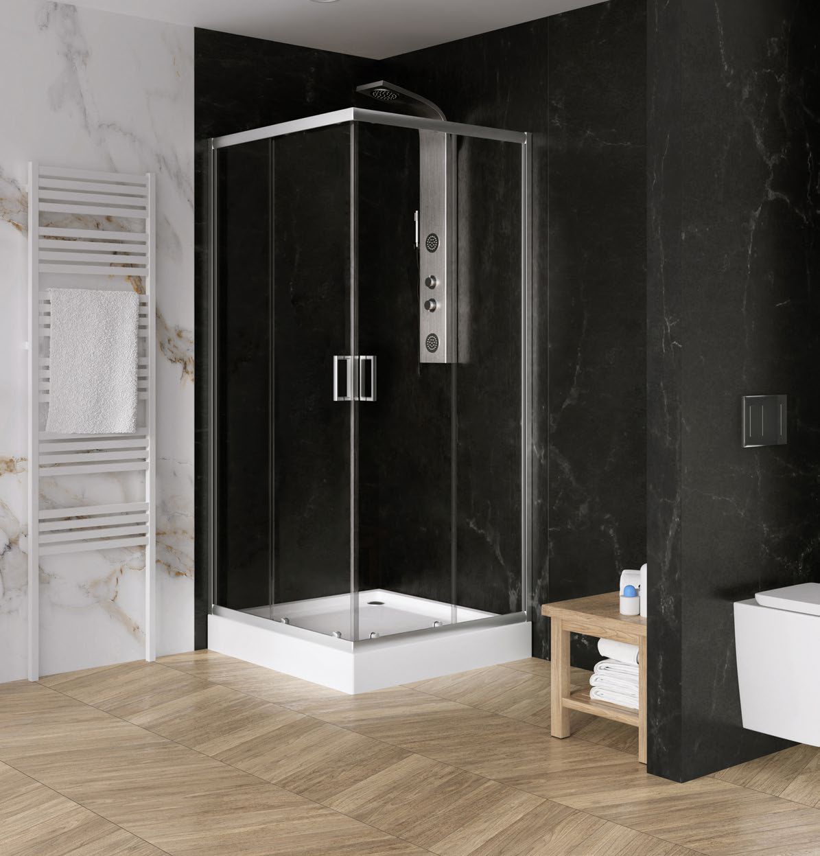 New Trendy Suvia box doccia con piatto doccia 90x90 cm quadrato cromo lucida/vetro trasparente ZS-0004