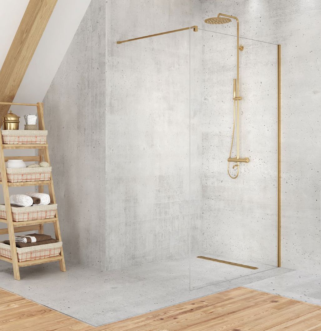 New Trendy Velio Satin Gold parete doccia walk-in 90 cm oro semiopaca/vetro trasparente D-0190B