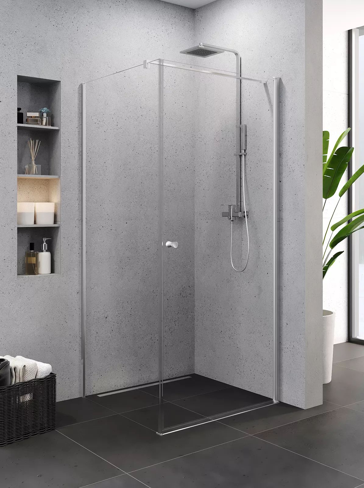New Trendy Superia box doccia 90x80 cm rettangolare cromo lucida/vetro trasparente K-0799