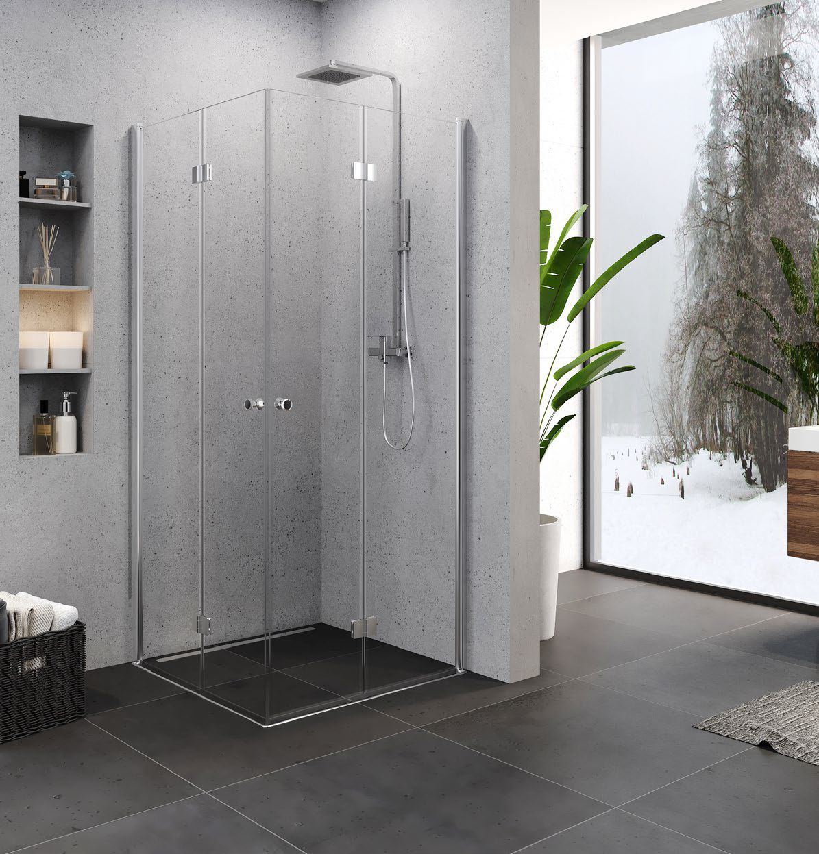 New Trendy Superia box doccia 90x80 cm rettangolare cromo lucida/vetro trasparente K-0740