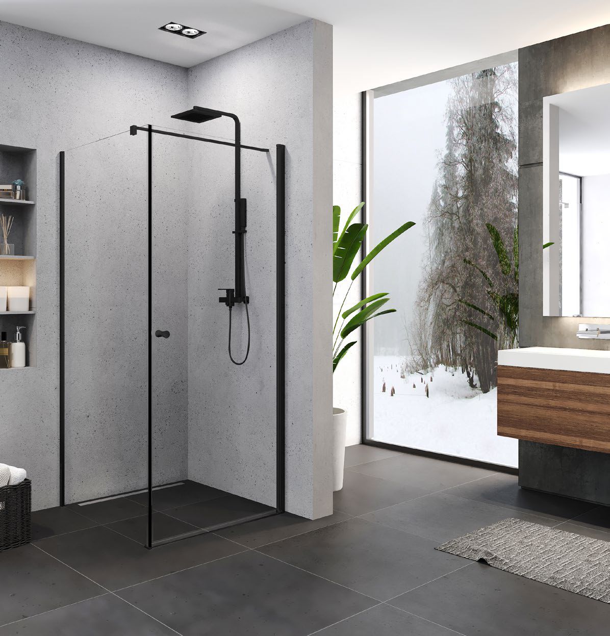 New Trendy Superia Black box doccia 90x80 cm rettangolare nero opaca/vetro trasparente K-0800