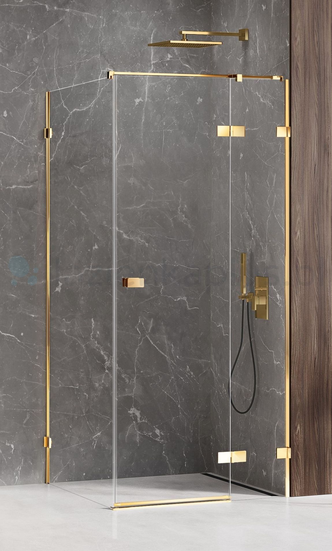 New Trendy Avexa Gold Shine box doccia 80x70 cm quadrato oro lucida/vetro trasparente EXK-1645