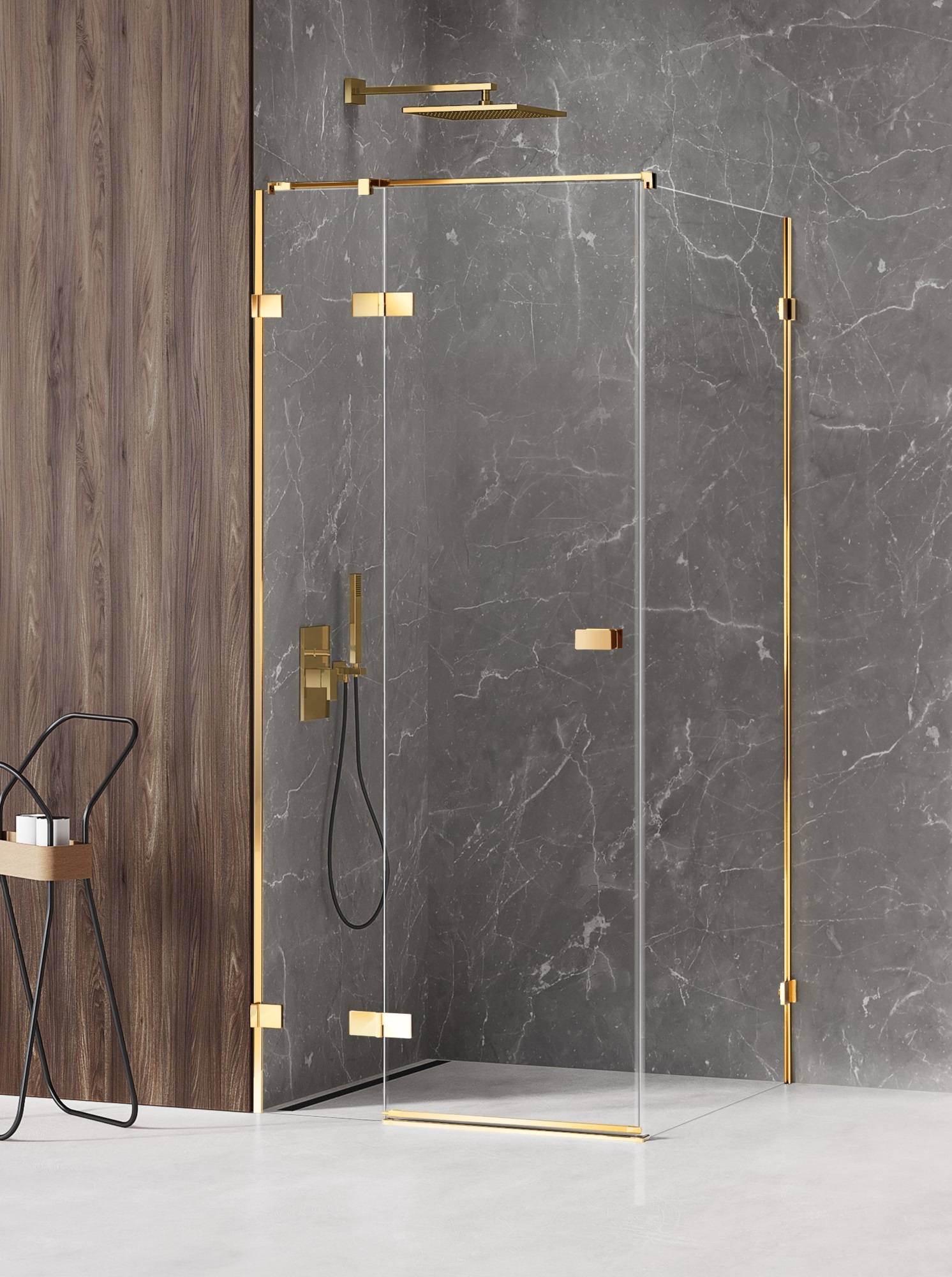 New Trendy Avexa Gold Shine box doccia 120x110 cm rettangolare oro lucida/vetro trasparente EXK-1688