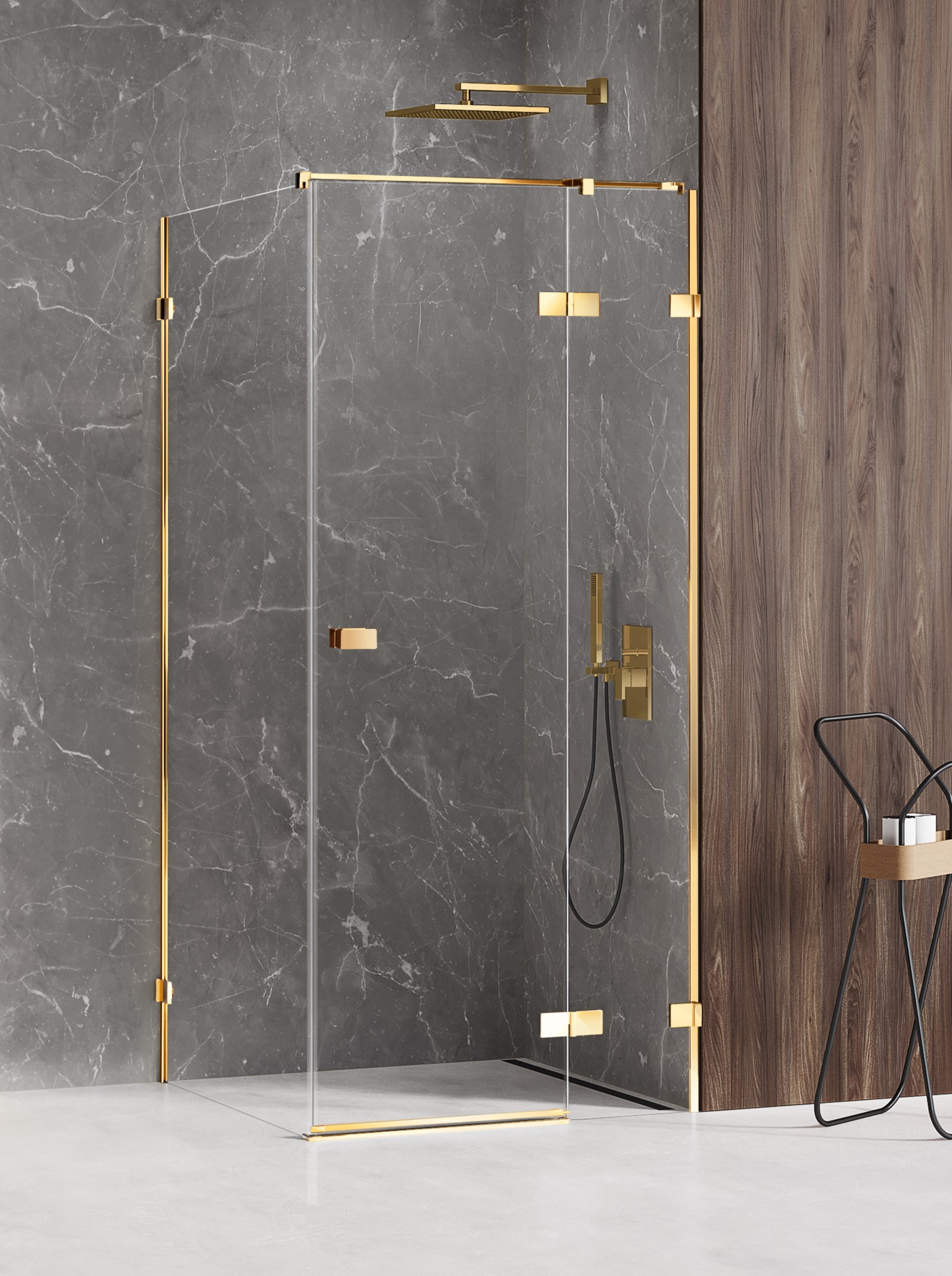 New Trendy Avexa Gold Shine box doccia 120x110 cm rettangolare oro lucida/vetro trasparente EXK-1689