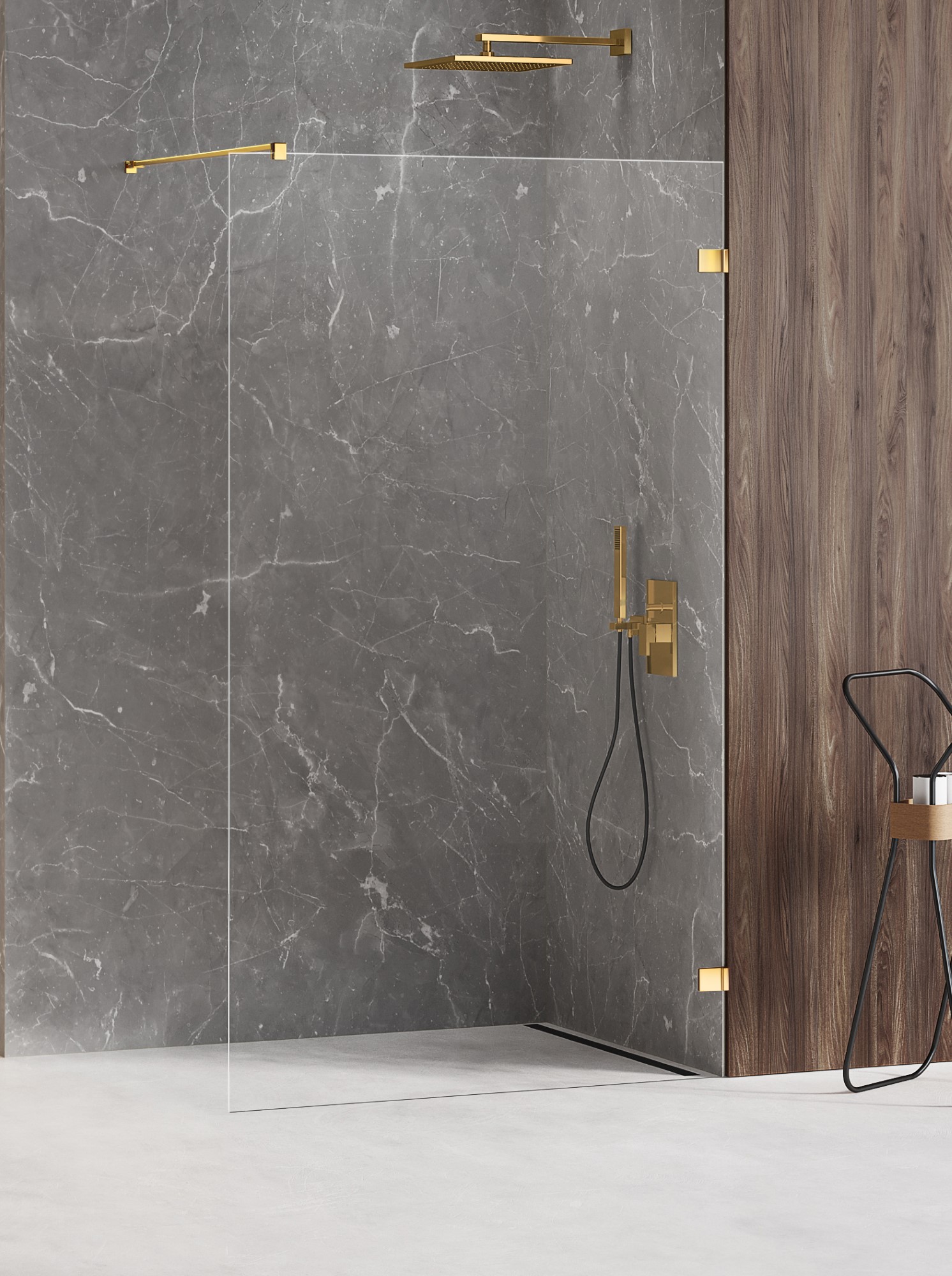 New Trendy Avexa Gold Shine parete doccia 90 cm oro lucida/vetro trasparente EXK-1710