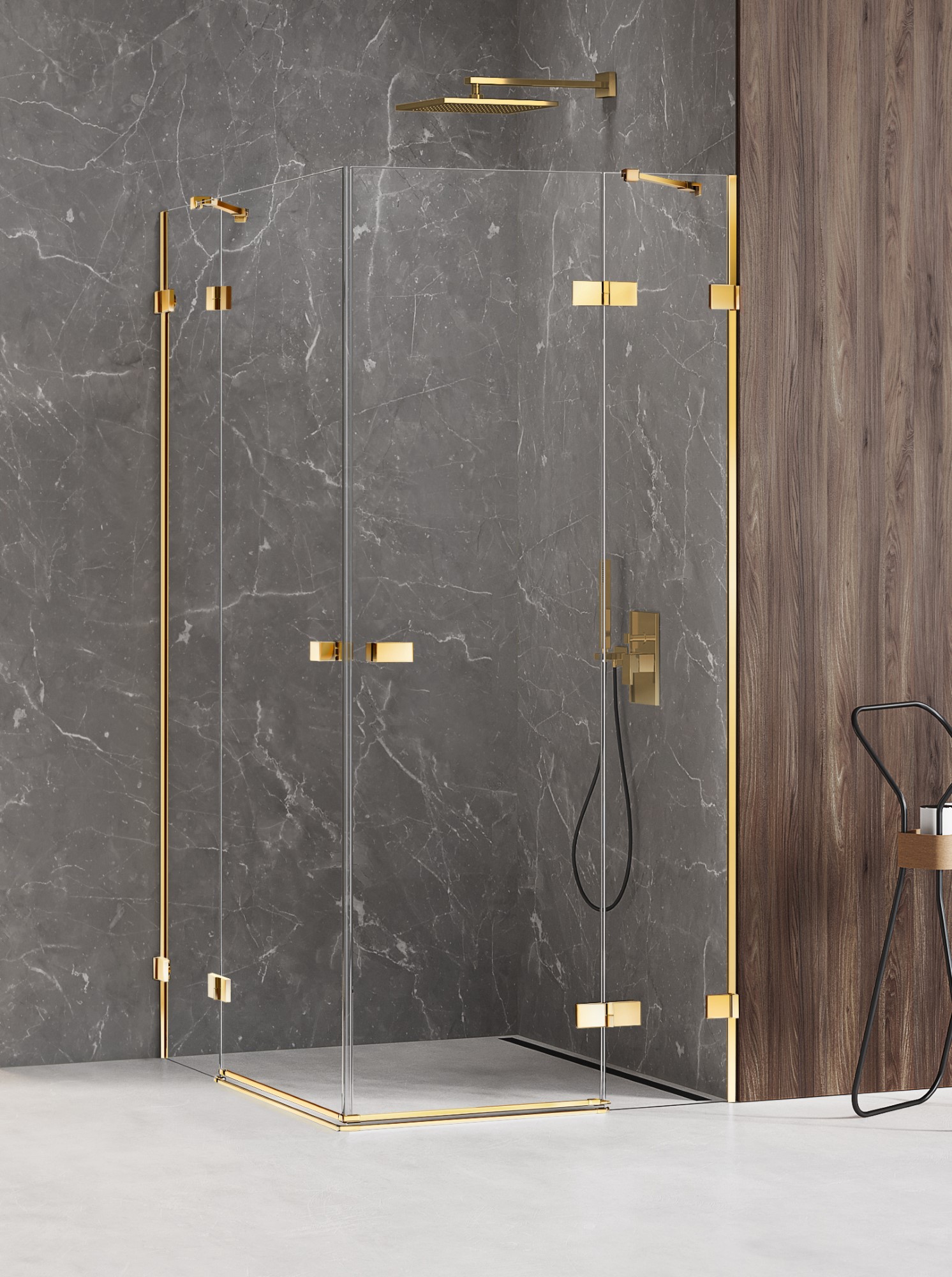 New Trendy Avexa Gold Shine box doccia 110x100 cm rettangolare oro lucida/vetro trasparente EXK-1862