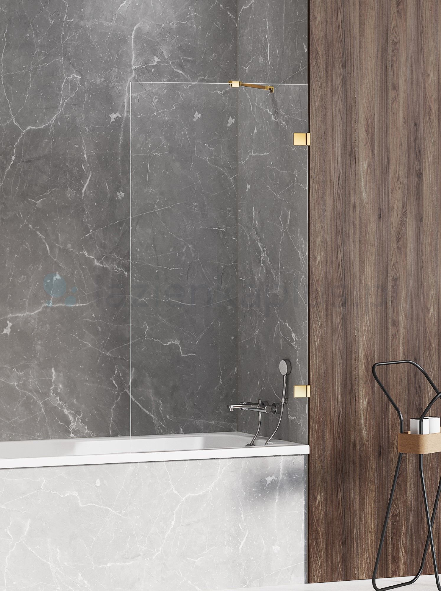 New Trendy Avexa Gold Shine parete vasca 70 cm 1 anta oro lucida/vetro trasparente EXK-2172