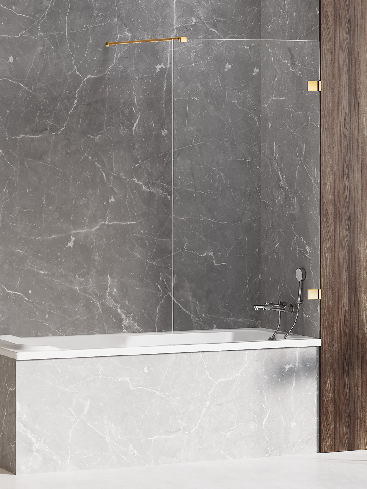 New Trendy Avexa Gold Shine parete vasca 80 cm 1 anta oro lucida/vetro trasparente EXK-2173-WP