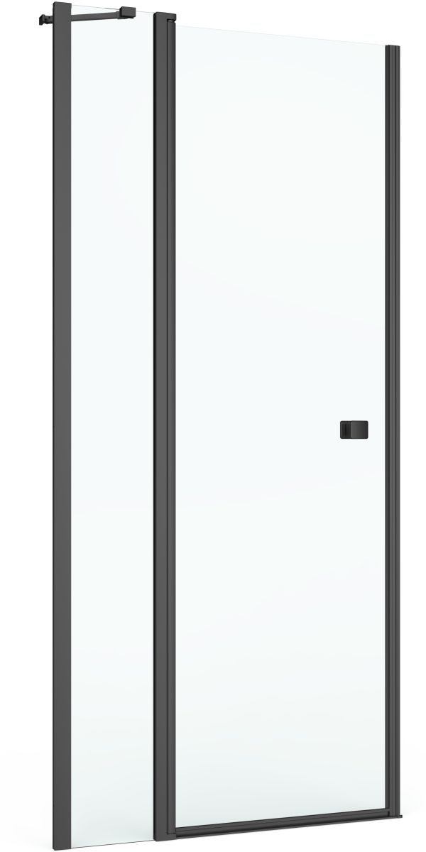 Roca Capital porta doccia 120 cm a battente nero opaca/vetro trasparente AM4612016M