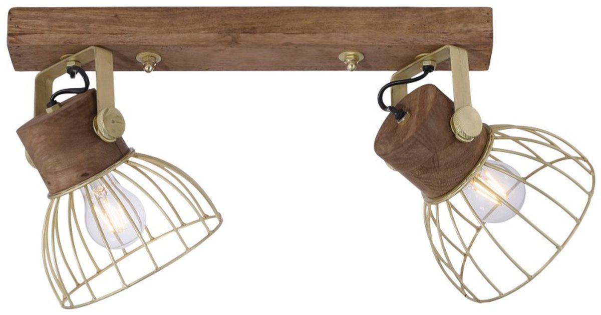 Just Light Alami lampada da soffitto 2x25 W ottone-legno 11487-60