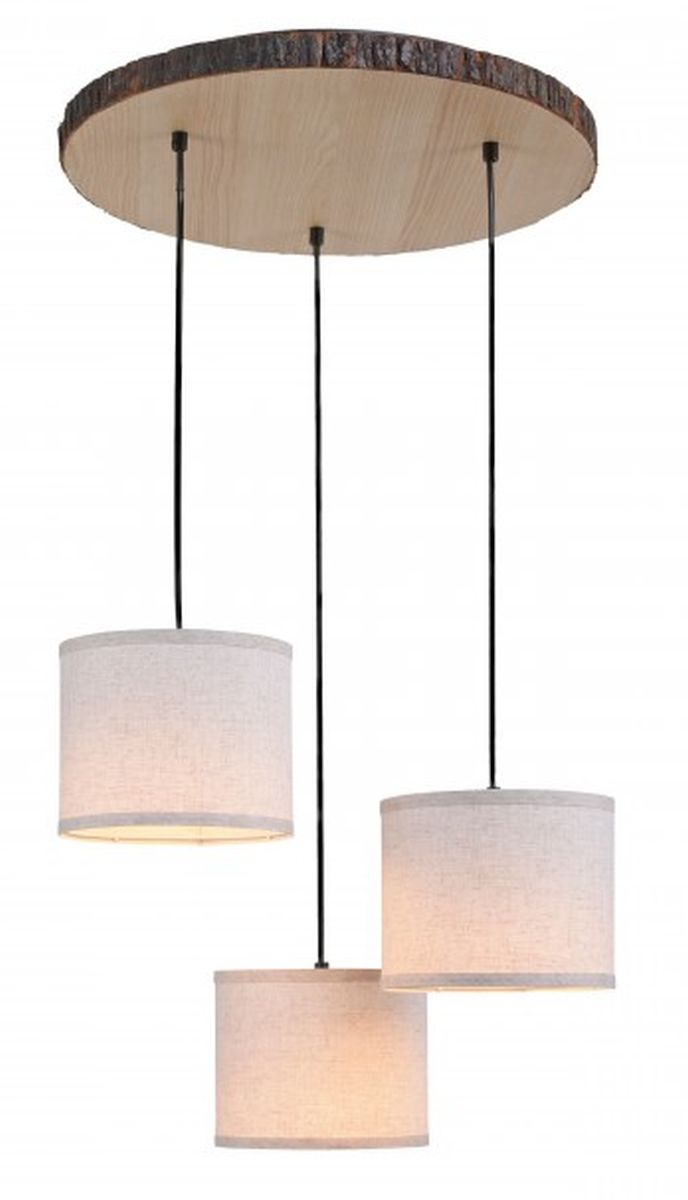 Just Light Bark lampada sospesa 3x40 W nero-legno-beige 11236-79