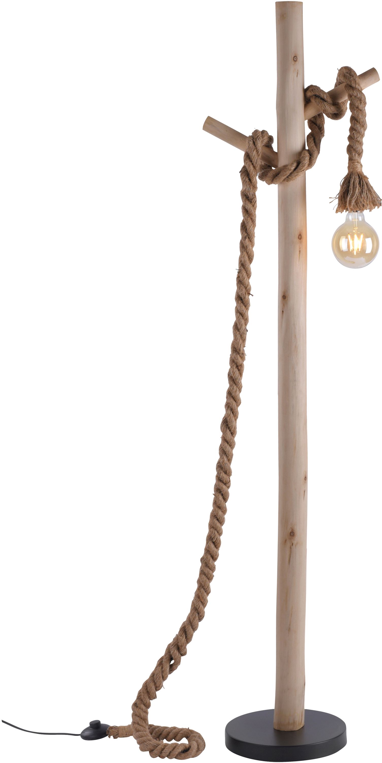 Just Light Rope lampada da terra 1x40 W nero-legno-marrone 15484-18