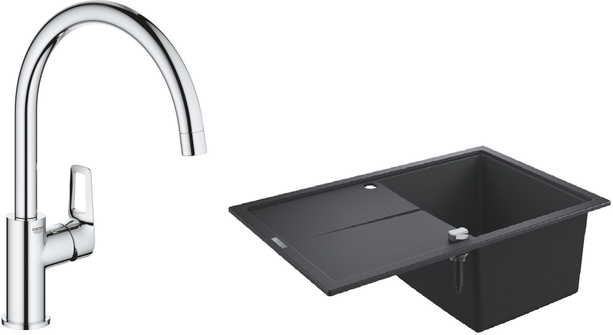 Set lavello in granito Grohe K400 31639AP0, rubinetto da cucina Grohe Bauloop 31368001