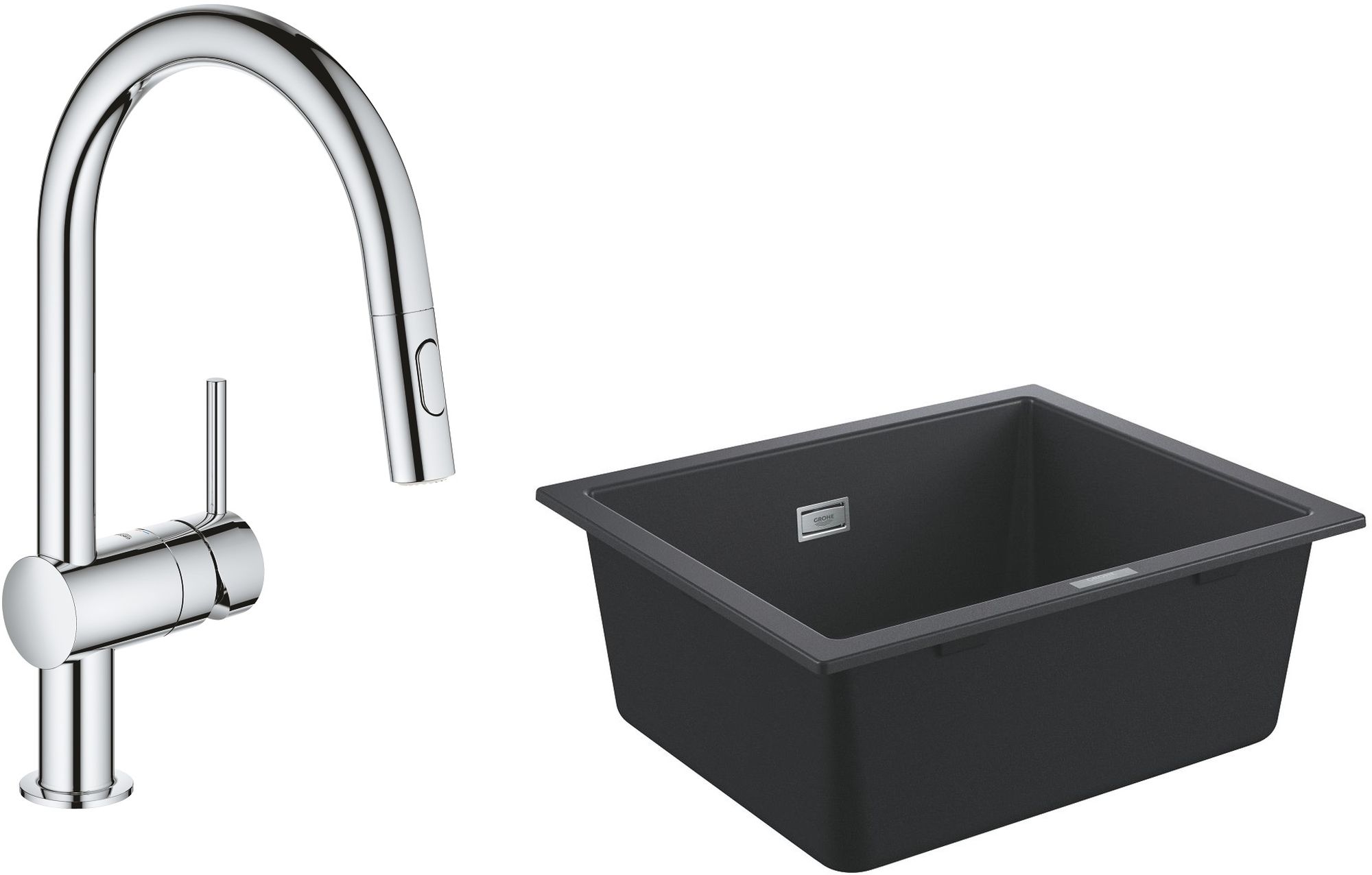 Set lavello in granito Grohe K700 31654AP0, rubinetto da cucina Grohe Minta 32321002