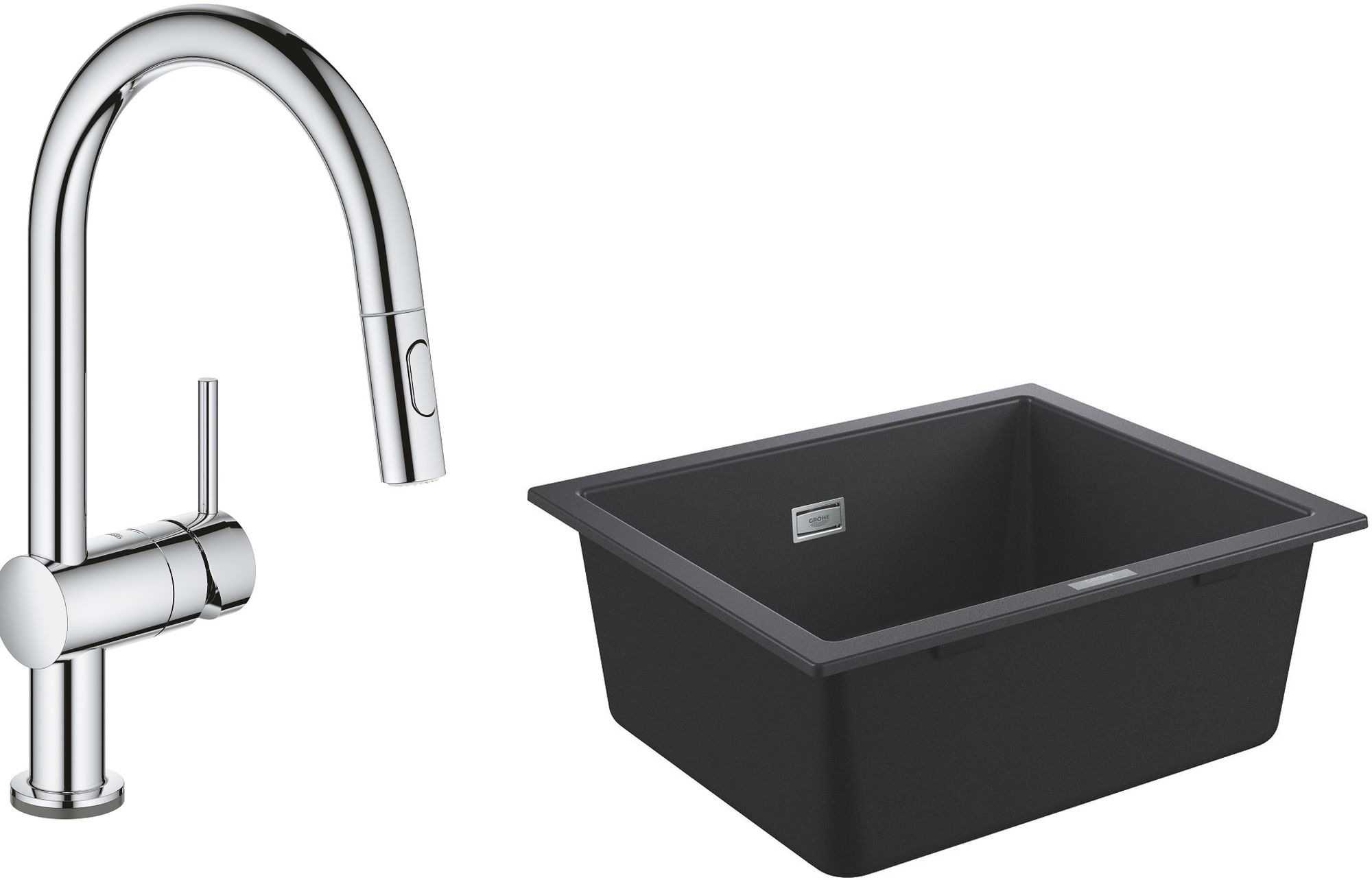 Set rubinetto da cucina Grohe Minta 31358002, lavello in granito Grohe K700 31654AP0
