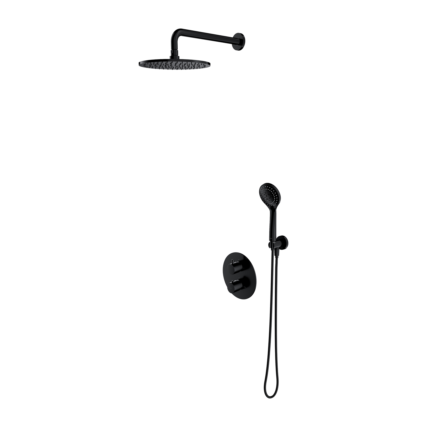 Omnires Y set doccia da incasso con termostato con soffione nero SYSYT05BL