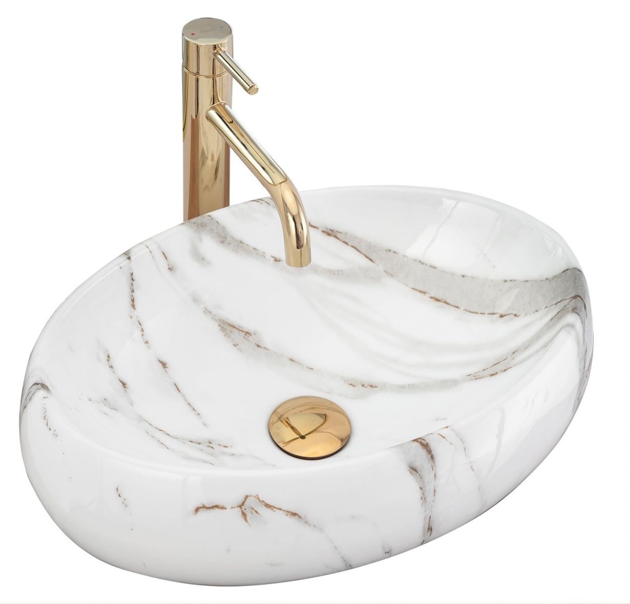 Rea Linda lavabo 48.5x34 cm ovale da appoggio grigio/pietra REA-U8695