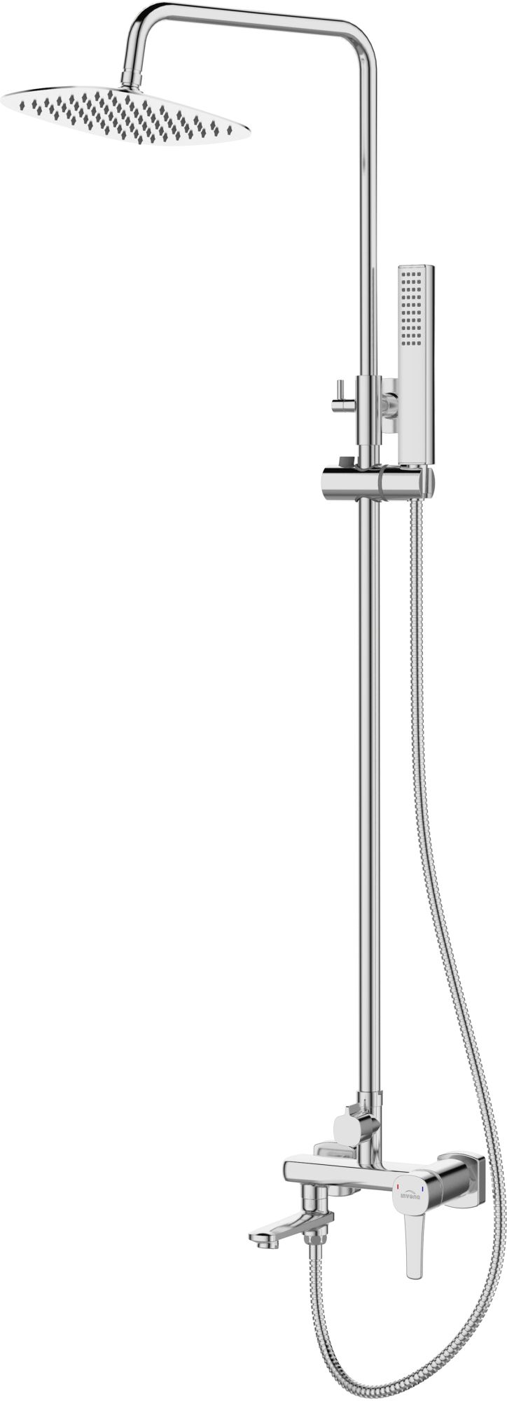 Invena Glamour set per vasca e doccia a parete con soffione cromo AU-05-B01