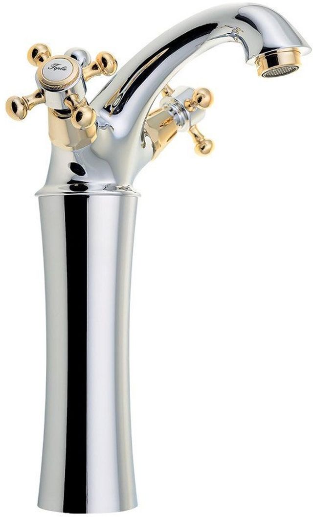 Sapho Antea rubinetto per lavabo verticale cromo-oro 3172L