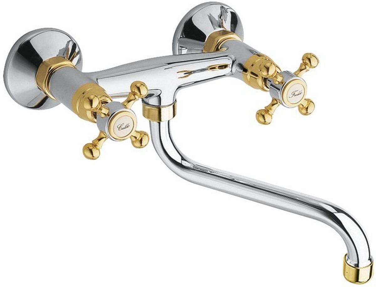 Sapho Antea rubinetto per lavabo a parete cromo-oro 3062
