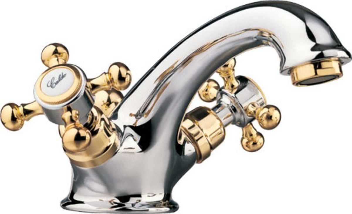Sapho Antea rubinetto per lavabo verticale cromo-oro 3172