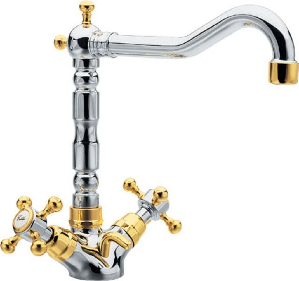 Sapho Antea rubinetto per lavabo verticale cromo-oro 3372
