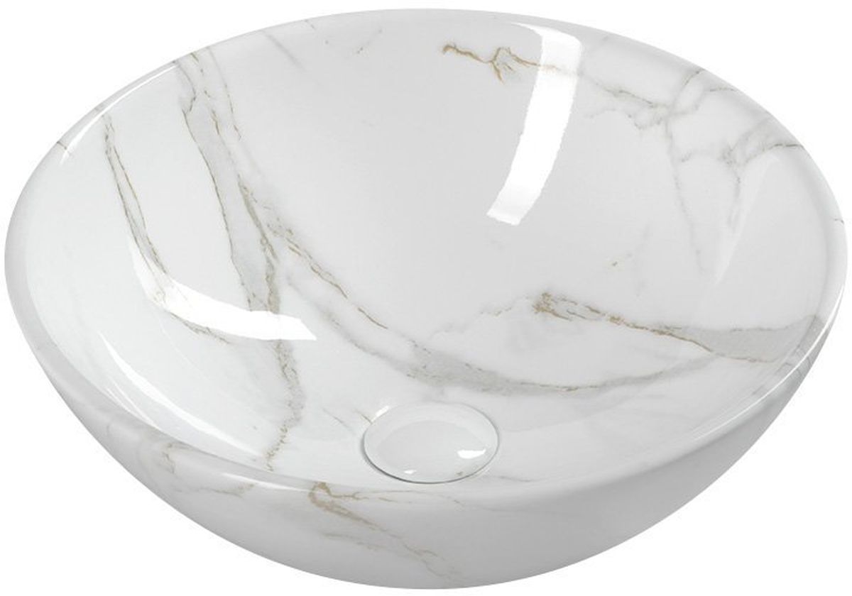 Sapho Dalma lavabo 42x42 cm rotonda da appoggio bianco lucida MM117