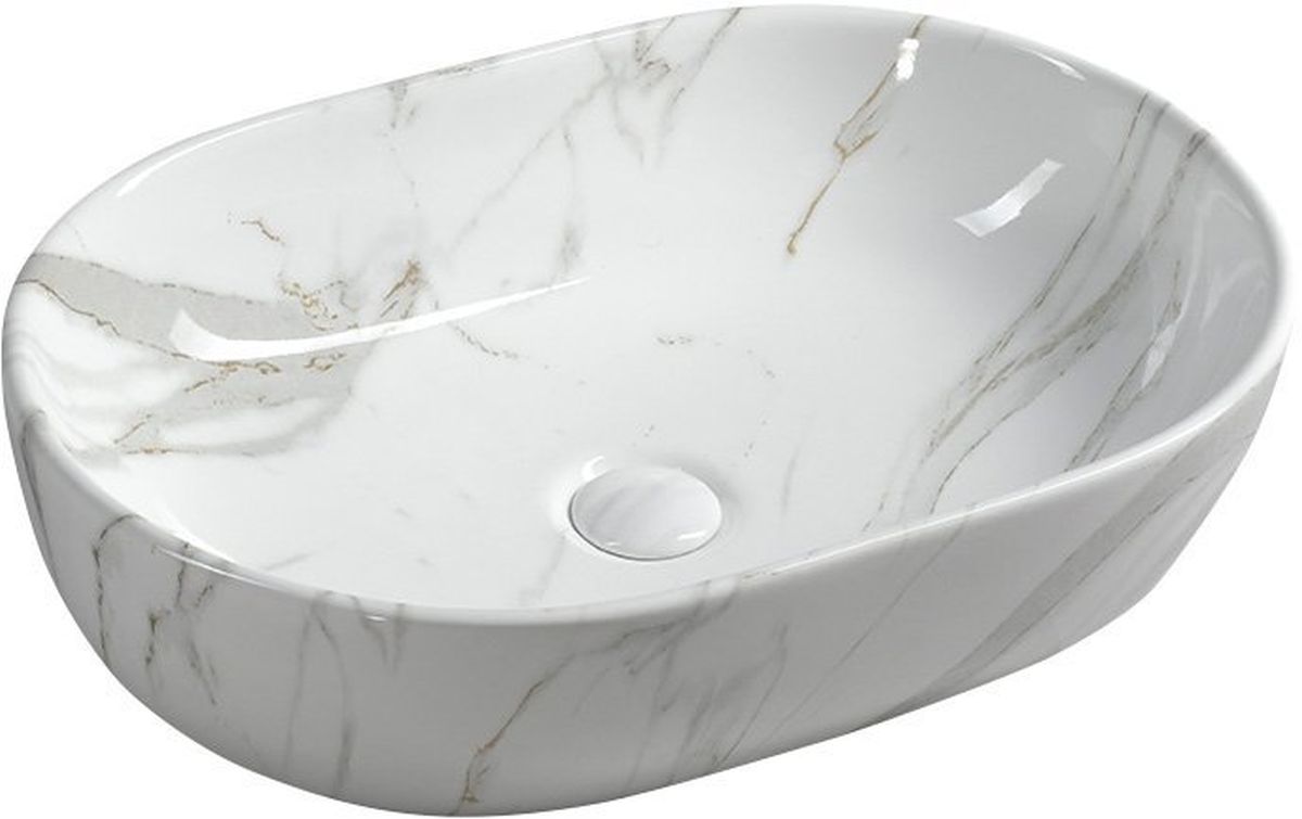 Sapho Dalma lavabo 59x42 cm ovale da appoggio bianco lucida MM417