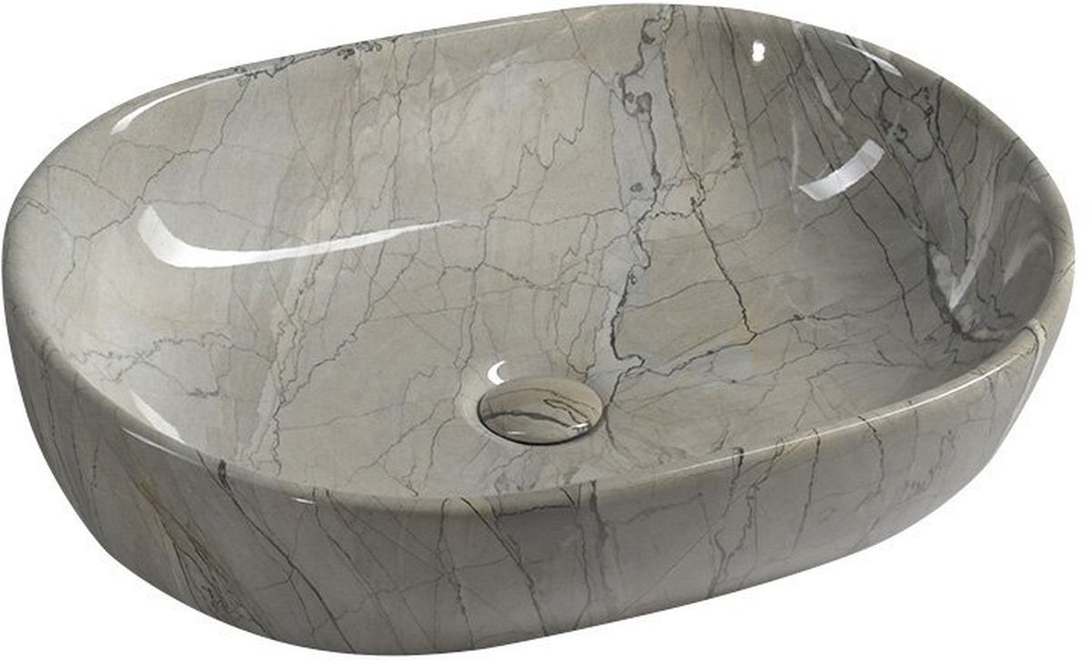 Sapho Dalma lavabo 59x42 cm ovale da appoggio grigio/pietra lucida MM413