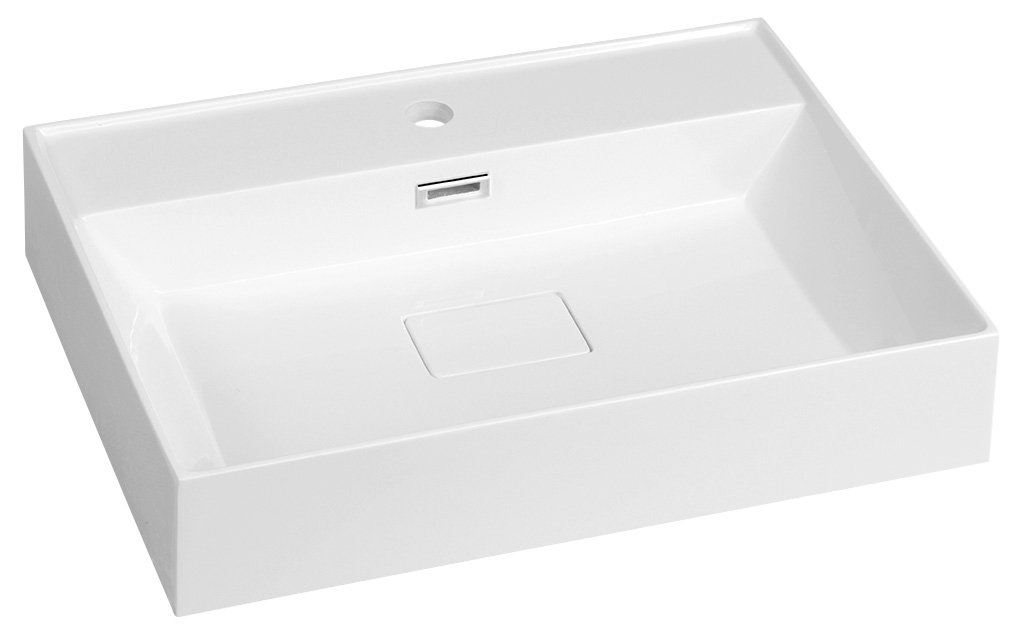 Sapho Godiva lavabo 58x44 cm quadrata a parete-da mobile-da appoggio bianco GU058